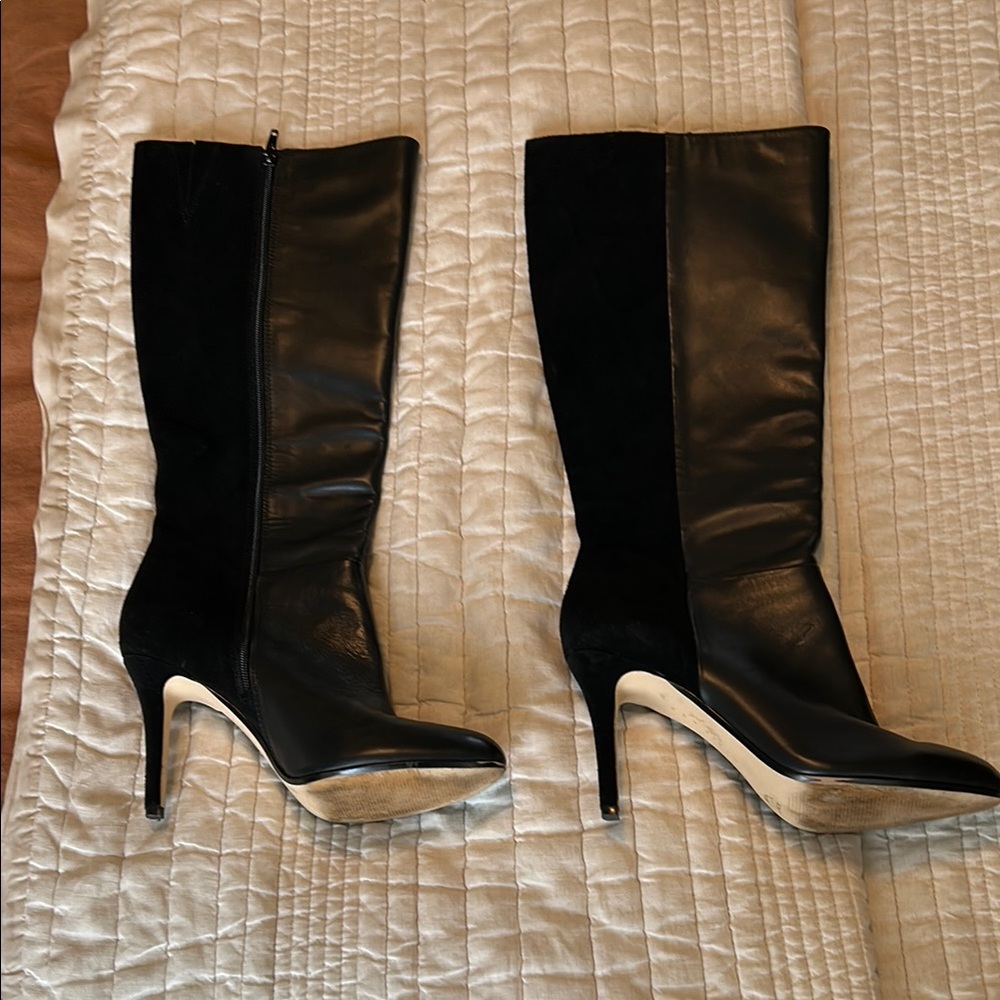 Black Leather Knee-High Boots